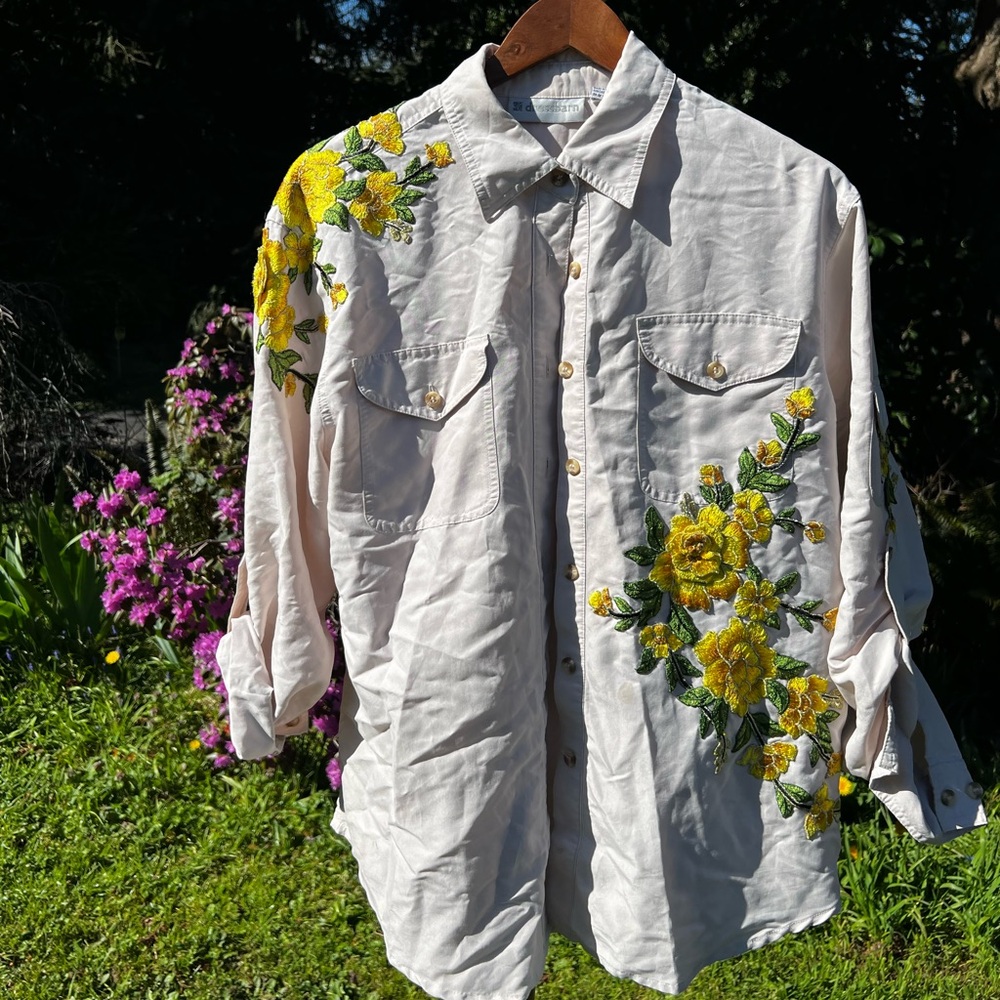 Patched Floral Button Up